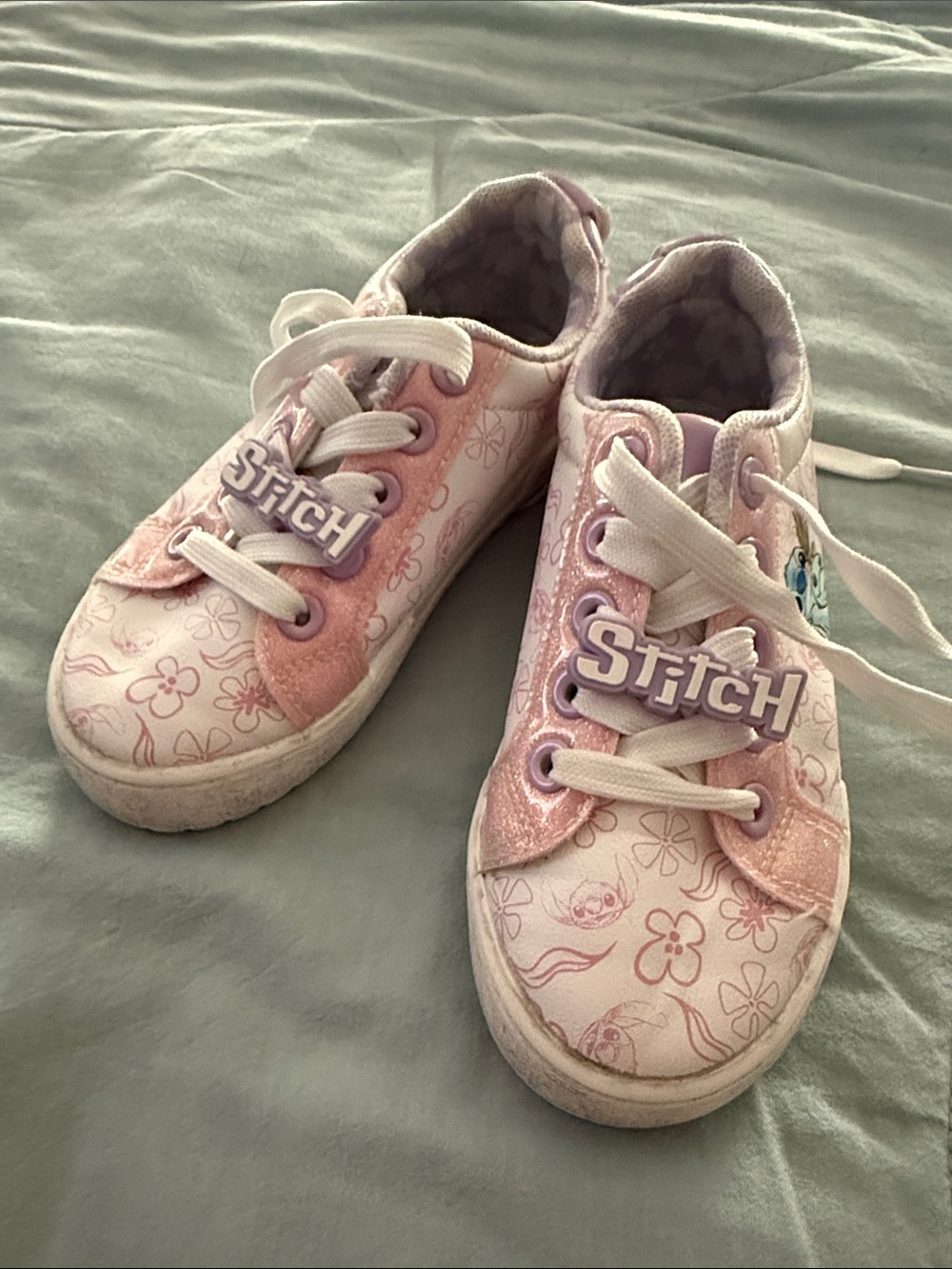Girls Pink 'Stitch' Lace-Up Sneakers